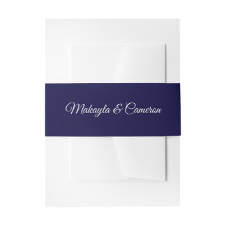 White Script auf Navy Blue Elegant Simple Wedding Einladungsbanderole