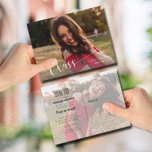 White Script GRADUATE Foto Vielen Dank Postkarte