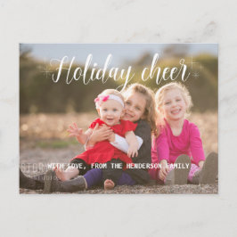 White Script Holiday Cheer Foto Postcard Feiertagspostkarte