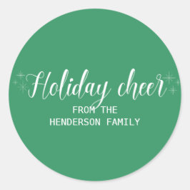 White Script Holiday Cheer Runder Aufkleber