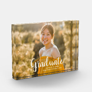 White Script Modern Graduate Abschluss Fotoblock