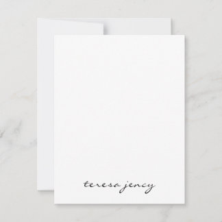 White Script Monogram | Minimalist Modern Design Mitteilungskarte