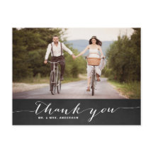 White Script Rustic Wedding Danke Postcard