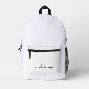 White Script Stilvolle Monogram Modern Bedruckter Rucksack