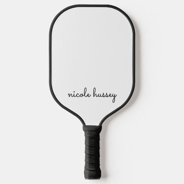 White Script | Stilvolle Monogram Modern Pickleball Schläger (Vorderseite)