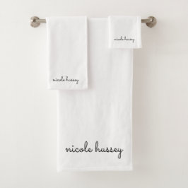 White Script | Stilvolle Monogram Moderne Minimali Badhandtuch Set