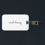 White Script | Stilvolle Monogram Moderne Minimali Gepäckanhänger<br><div class="desc">Ein einfaches,  individuelles Monogramm-Design in lässiger Handschrift in auffallendem einfarbigem Schwarz/Weiß. Das Monogramm kann leicht personalisiert sein,  um ein Design so einzigartig wie Sie sind zu machen! Das perfekte trendige Geschenk oder Accessoire für jeden Anlass.</div>