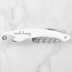 White Script Stilvolle Monogram Moderne Minimali Kellnermesser