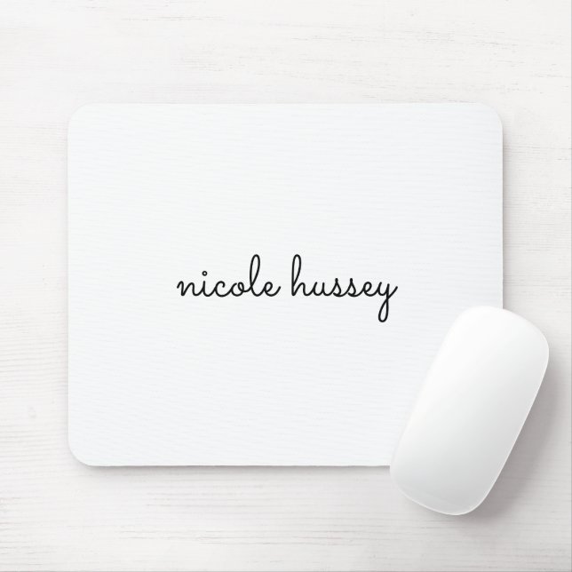 White Script | Stilvolle Monogram Moderne Minimali Mousepad (Mit Mouse)