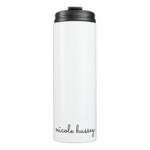 White Script   Stilvolle Monogram Moderne Minimali Thermosbecher