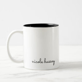 White Script | Stilvolle Monogram Moderne Minimali Zweifarbige Tasse