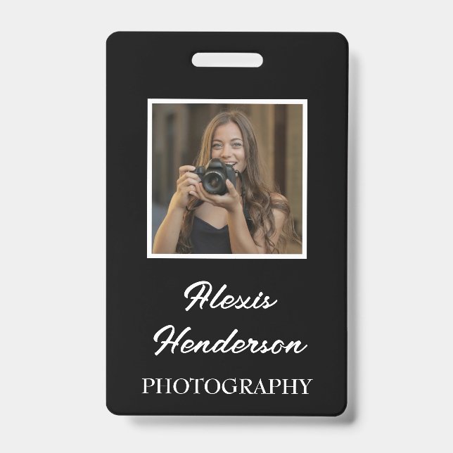 White Script Typografy Foto Ausweis (Vorderseite)