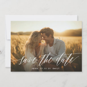White Script Zwei Foto Save the Date Ankündigung