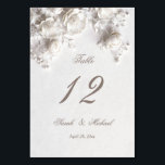 White Sculptured Flowers Wedding   Tischnummer<br><div class="desc">White sculptured 3D roses arched wedding table numbers card.</div>