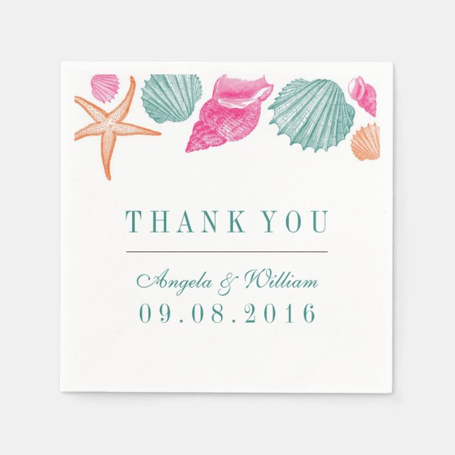 White Seashells Paper Napkin for Beach Wedding Serviette (Vorderseite)