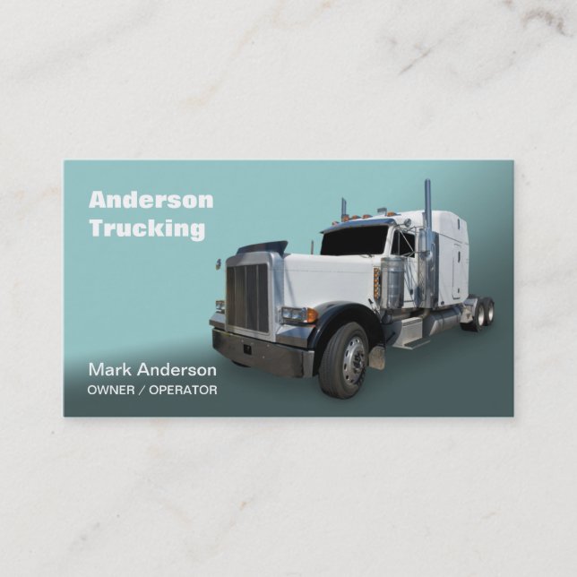 White Semi Truck Business Card Visitenkarte (Vorderseite)