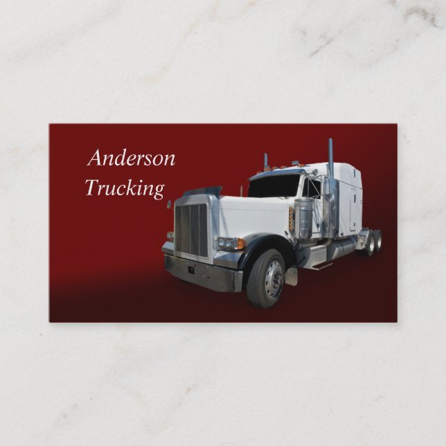 White Semi Truck Business Card Visitenkarte (Vorderseite)
