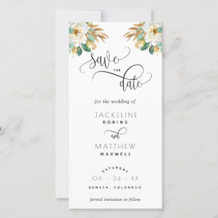 White Senard Wedding Save the Date Lesezeichen