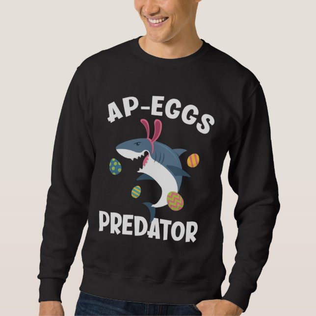 White Shark Easter Bunny Ap Eggs Predator Sweatshirt (Vorderseite)