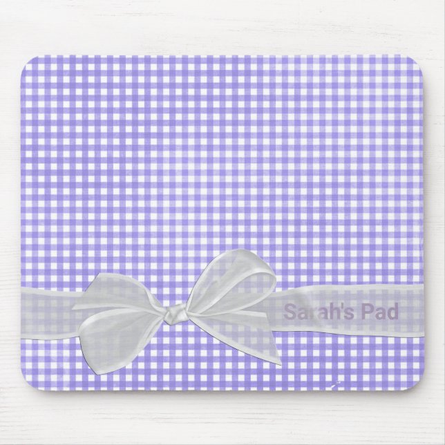 White Sheer Bow auf Gingham Mouse Pad Mousepad (Vorne)