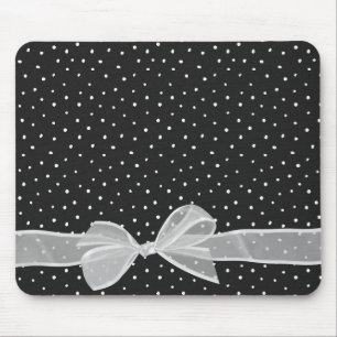 White Sheer Bow auf Polka Docks Mousepad