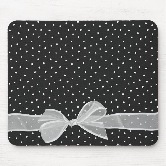 White Sheer Bow auf Polka Docks Mousepad (Vorne)