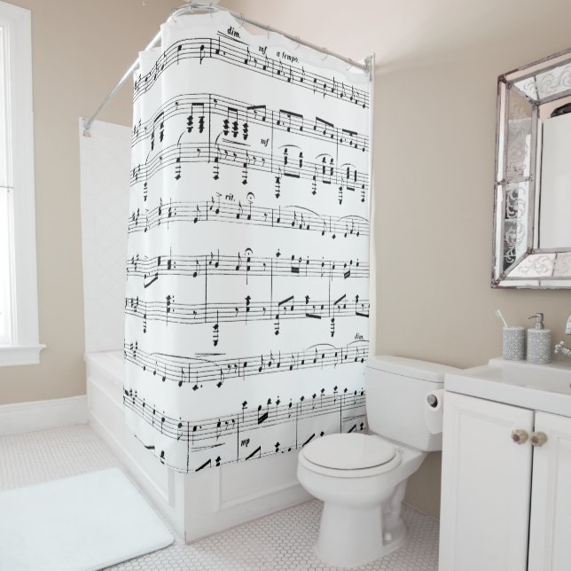 White Sheet Music Duschvorhang (Beispiel)