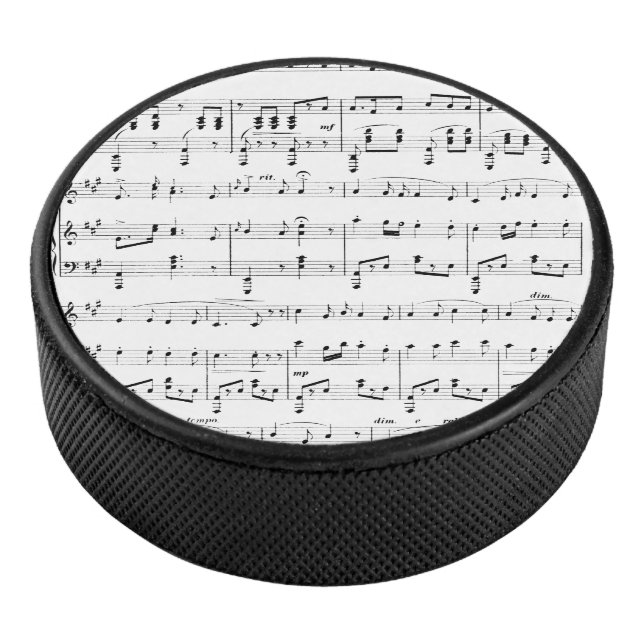 White Sheet Music Eishockey Puck (3/4)