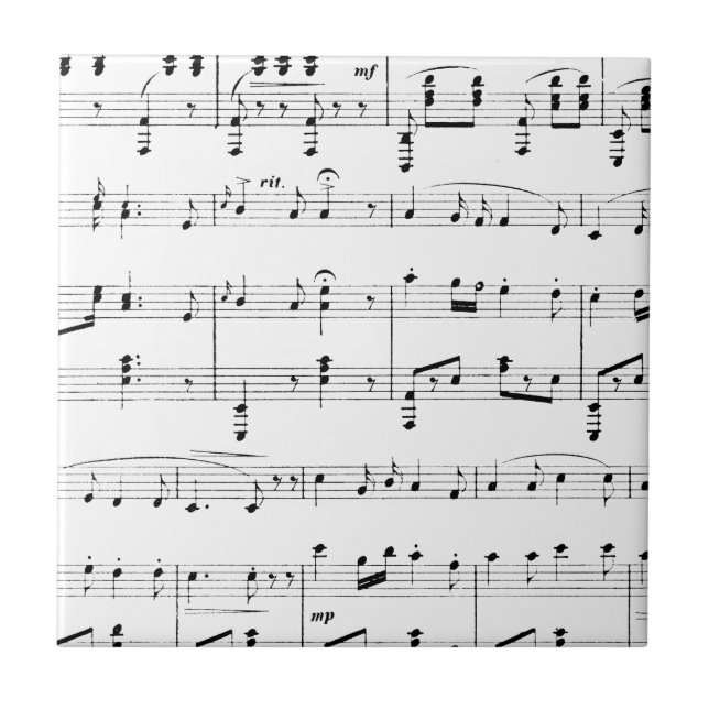 White Sheet Music Fliese (Vorderseite)