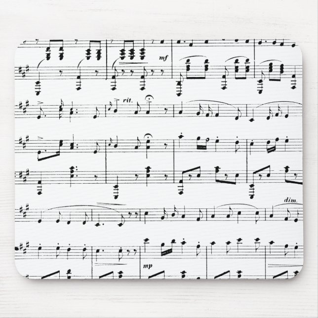 White Sheet Music Mousepad (Vorne)