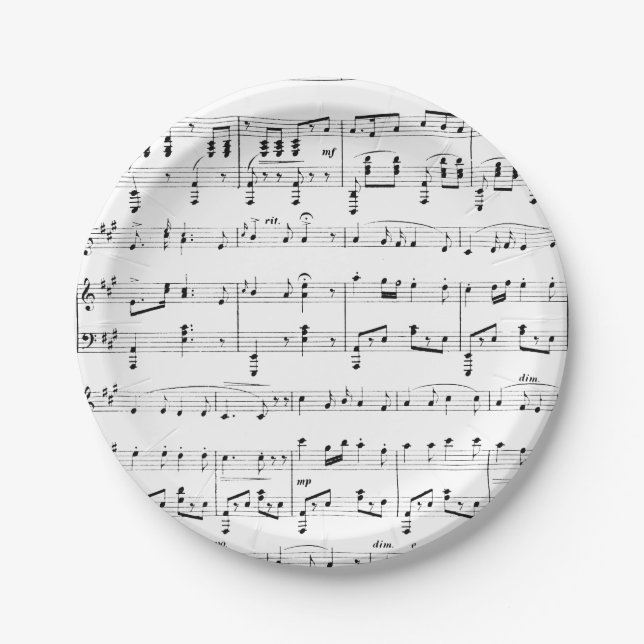 White Sheet Music Pappteller (Vorderseite)