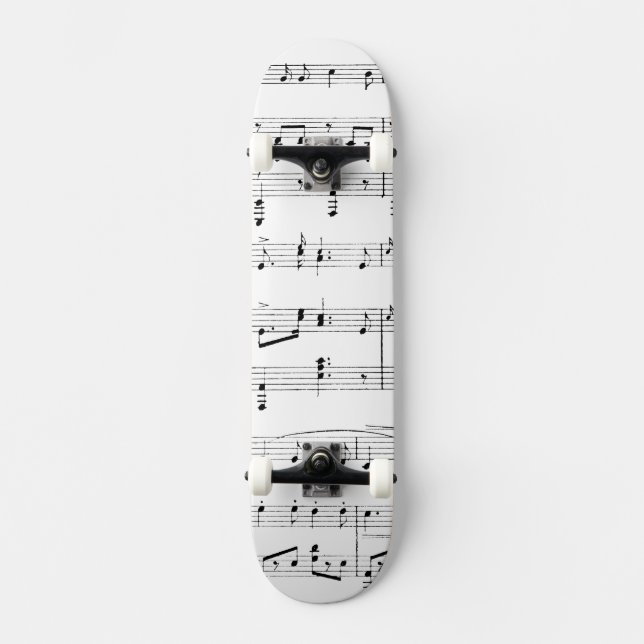 White Sheet Music Skateboard (Vorderseite)