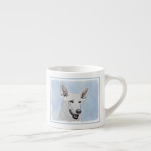 White Shepherainting - Niedliche Original Hunde Ku Espressotasse