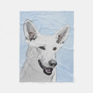 White Shepherainting - Niedliche Original Hunde Ku Fleecedecke