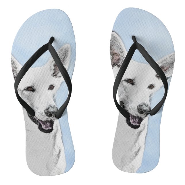White Shepherainting - Niedliche Original Hunde Ku Flip Flops (Fußbett)