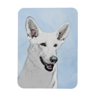 White Shepherainting - Niedliche Original Hunde Ku Magnet