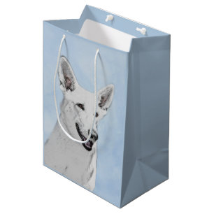 White Shepherainting - Niedliche Original Hunde Ku Mittlere Geschenktüte