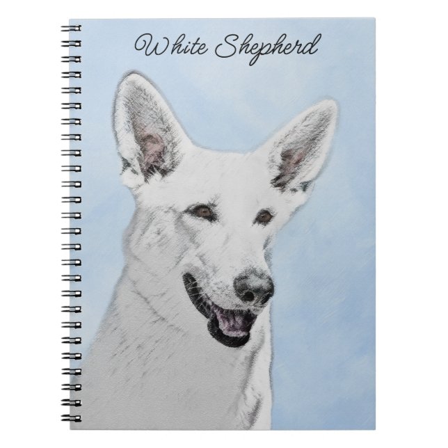 White Shepherainting - Niedliche Original Hunde Ku Notizblock (Vorderseite)