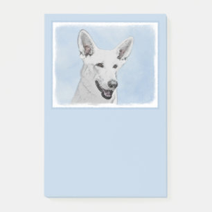 White Shepherainting - Niedliche Original Hunde Ku Post-it Klebezettel
