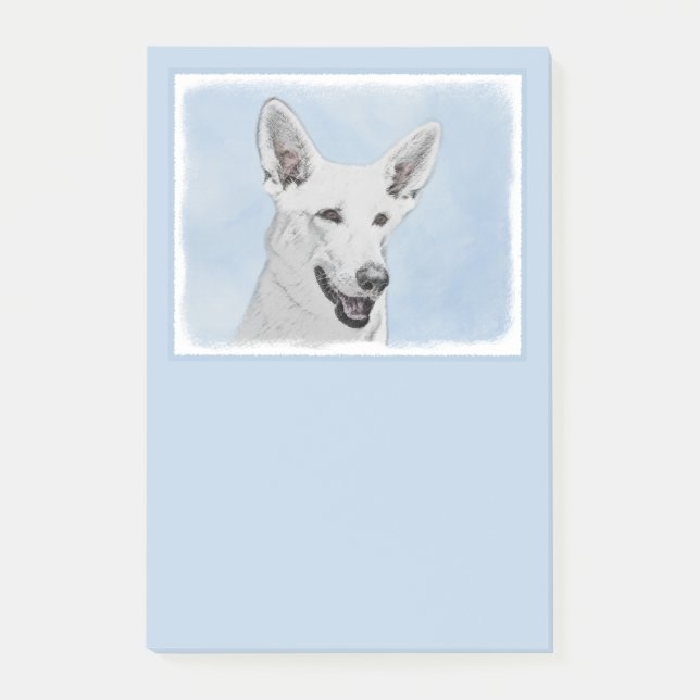 White Shepherainting - Niedliche Original Hunde Ku Post-it Klebezettel (Vorderseite)