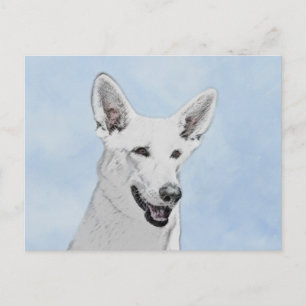 White Shepherainting - Niedliche Original Hunde Ku Postkarte