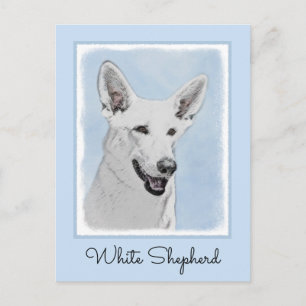 White Shepherainting - Niedliche Original Hunde Ku Postkarte