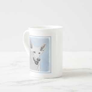 White Shepherainting - Niedliche Original Hunde Ku Prozellantasse