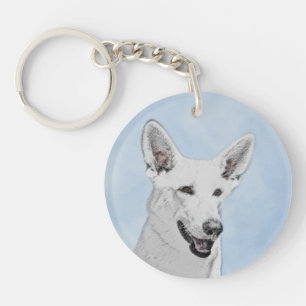 White Shepherainting - Niedliche Original Hunde Ku Schlüsselanhänger