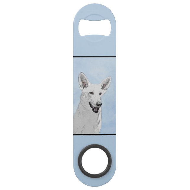White Shepherainting - Niedliche Original Hunde Ku Speed Flaschenöffner (Rückseite)