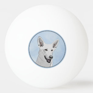White Shepherainting - Niedliche Original Hunde Ku Tischtennisball