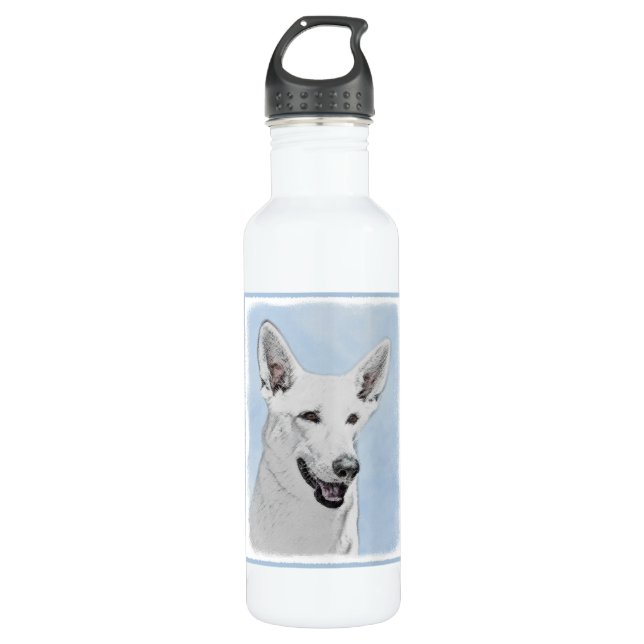 White Shepherainting - Niedliche Original Hunde Ku Trinkflasche (Vorderseite)