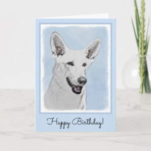 White Shepherd Painting - Cute Original Dog Art Karte