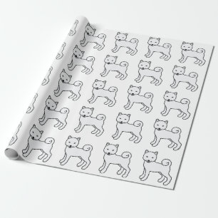 White Shiba Inu Niedlich Cartoon Dog Muster Geschenkpapier