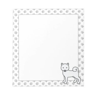 White Shiba Inu Niedlich Cartoon Dog & Paws Notizblock